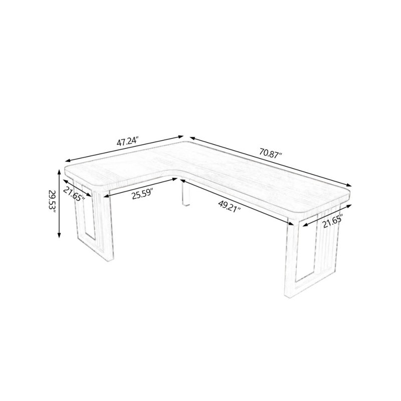 Tan Rectangular Solid Wood desks, Left Hand Return, 29.53"H x 70.87" W x 47.24" D