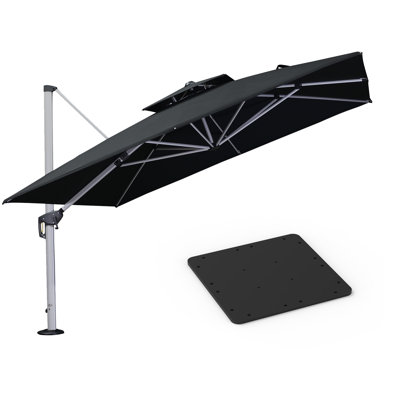 Zarnish 11' Square Cantilever Umbrella With Steel Plate Base,Black