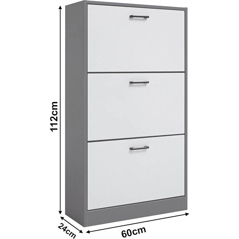 18 Pair Shoe Storage Cabinet, Dark Grey/Silver Grey/Black