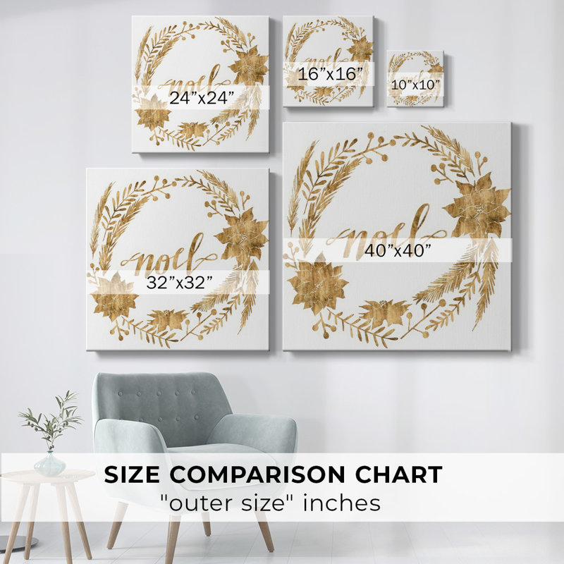 Golden Christmas IV - Toile tendue avec châssis, H 16 po x l 16 po x P 1,5 po