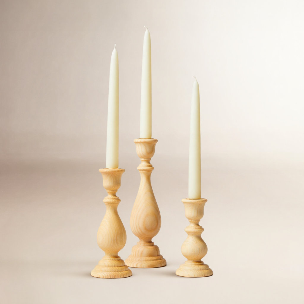 Essex Candlestick, Large: 9.5" X 3" , Natural