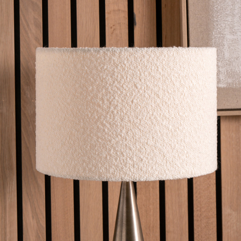 Drum Boucle Lamp Shade, White, 20cm H x 30cm W x 30cm D