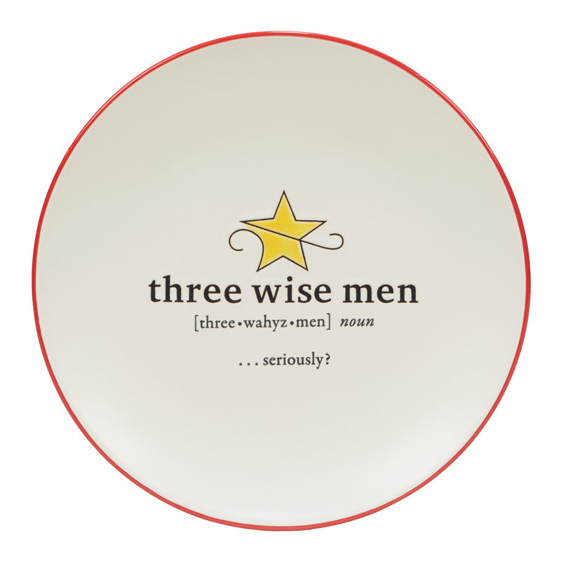 Christmas Fun Sayings Ceramic Dessert Plates Set, 8.25"