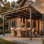Pavillon de jardin Belmont pour terrasse avec toit incliné en acier