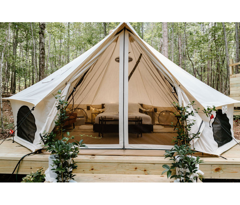 13' White Canvas Bell Tent with Carry Bag for 6 Persons