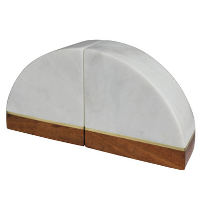Nova Marble Bookend Pair With Wood Base