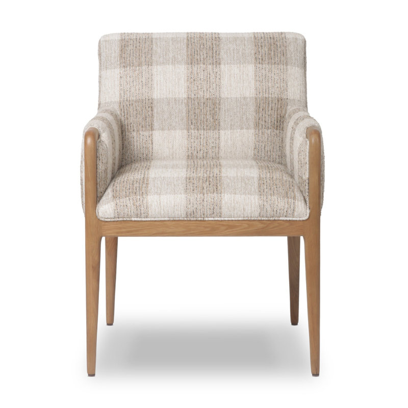 Ledger Upholstered Arm Chair, Brown Polyurethane