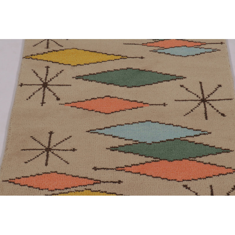 Mid-Century Modern One-of-a-Kind 3'0X5'0 Hand Knotted Area Rug