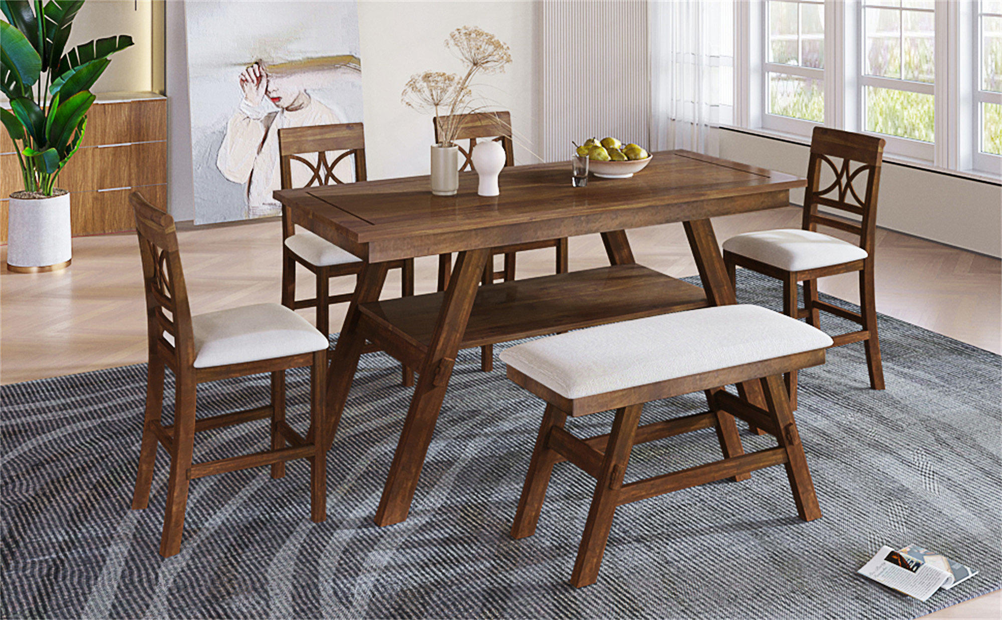 Ophelia & Co. 6-Piece Counter Height Dining Set With Storage Shelf ...
