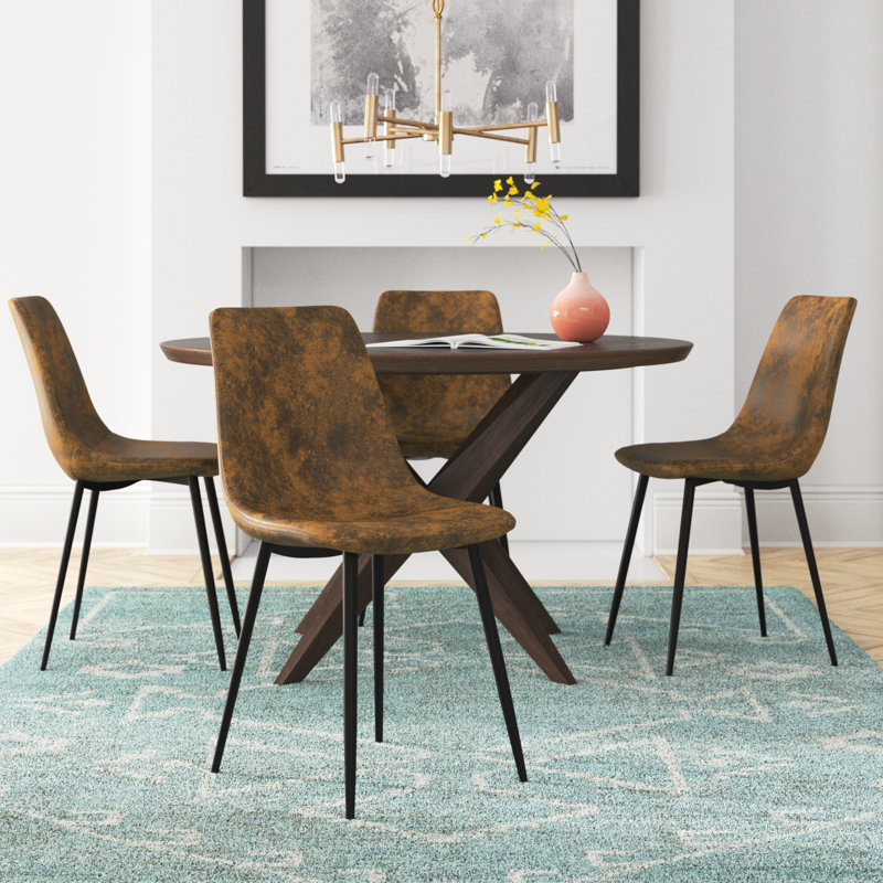 Tapscott 19'' H Upholstered Side Chair, Brown Pebbled Faux Leather