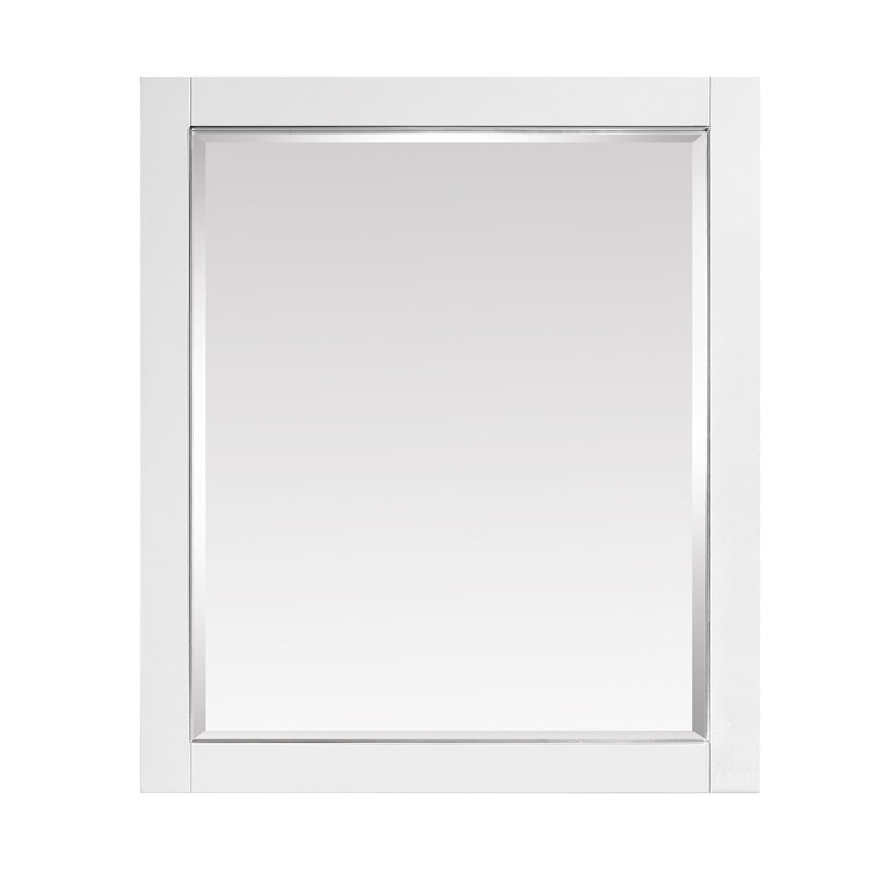 Mason Rectangle Solid Wood Beveled Mirror, Twilight Gray w/ Matte Gold, 32" H x 28" W
