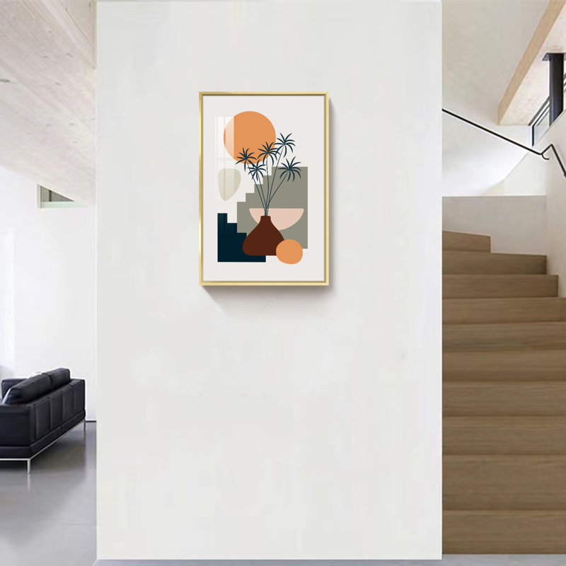 " Boho Artwork ", 24" H x 16" W x 1.34" D, Gold Framed
