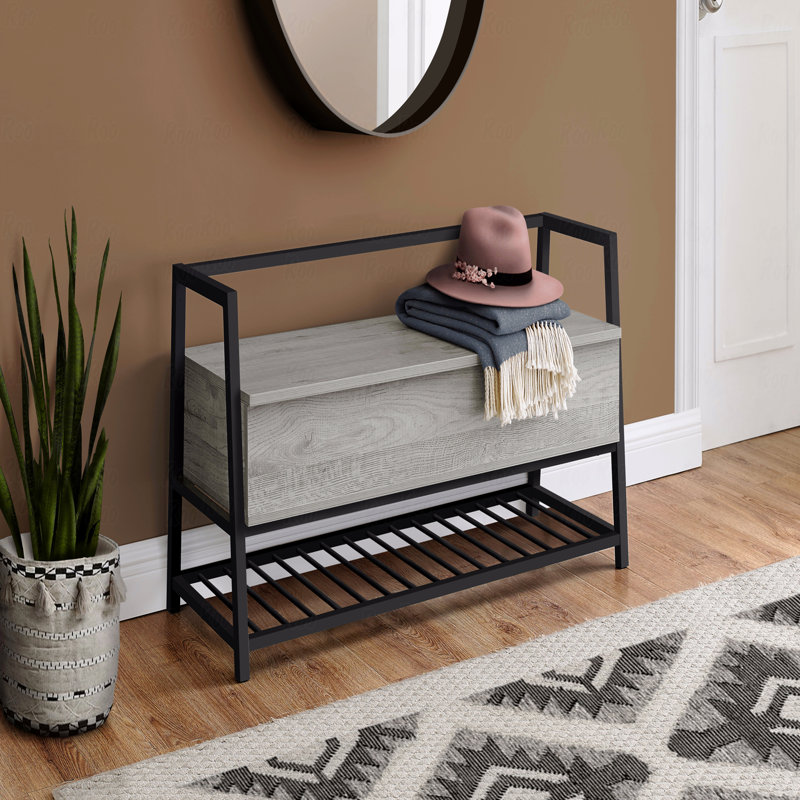 Banc Heberling, entrée, couloir, rangement, 42 po rectangulaire, métal, stratifié, contemporain, Gray