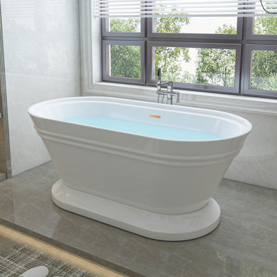 59" x 30" Freestanding Soaking Acrylic Bathtub