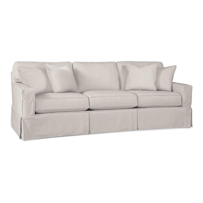 Ellora 93'' Upholstered Sofa, White Textured Performance Polypropylene/Olefin