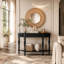 Console demi-lune en bois massif avec tiroir et tablette-86743249-86743256-86743257