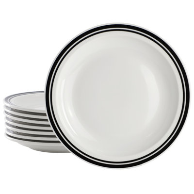 Gibson Home 8 Piece 8.5 Inch Dessert Plate in Banded Green