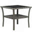 Table d'appoint en rotin Outsunny, table de bout d'extérieur avec tablette de rangement, cadre carré en aluminium, table basse avec plateau en verre trempé, gris