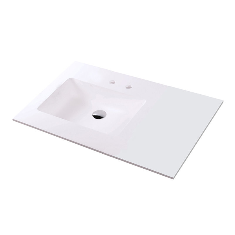 Kubitop 36.5'' L Bathroom Sink, 2 Hole - 4" Centers, Gloss White