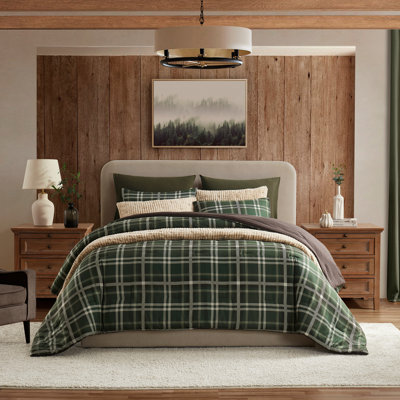 Wonderful Cozy Faux Cashmere Comforter Set Classic Plaid Geometic With Herringbone Texture