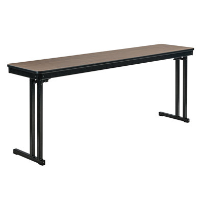 Max Seating Folding Table, Particleboard/T-Mold, Cantilever Legs, Walnut