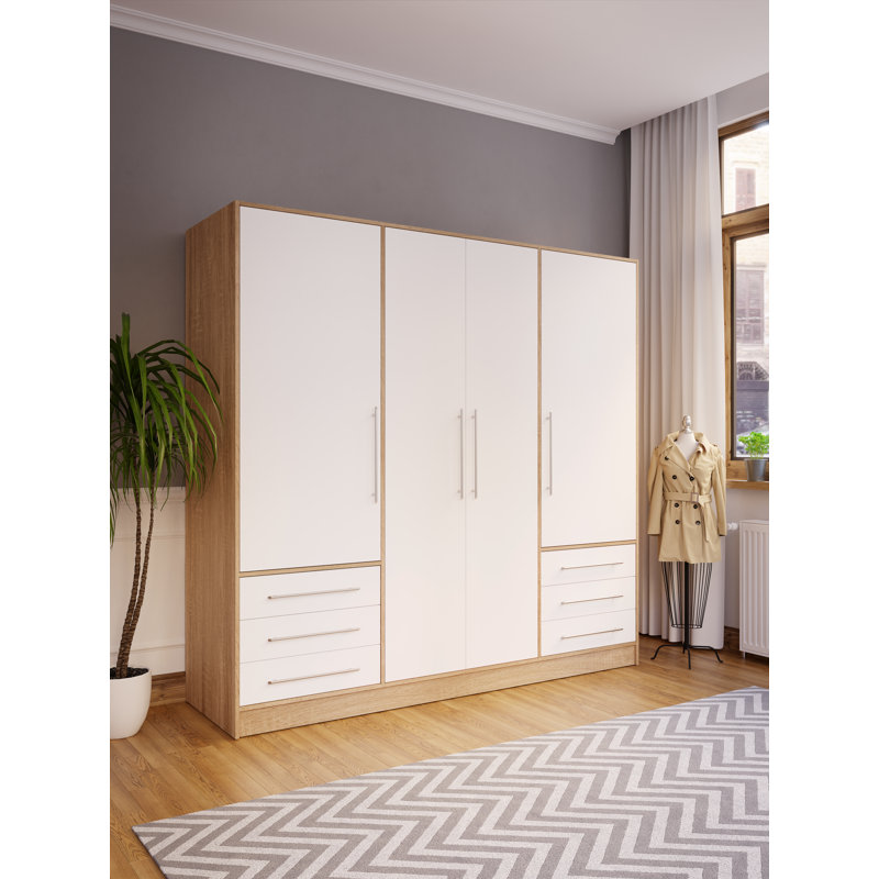 Ingram 4 Door Wardrobe, Sonoma Oak/White Matt