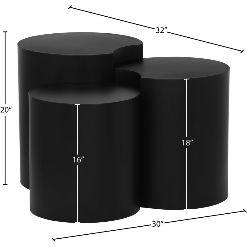 Ismah Iron Top End Table Set, Black