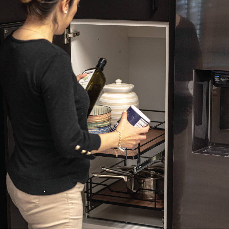 Tiroir de rangement pour garde-manger, L 12 po x P 20 po, Noir / brun