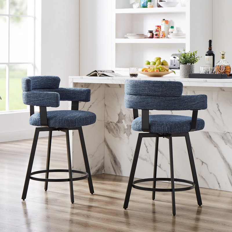 Tabouret de bar et de comptoir Kassy , Bleu, Tabouret de comptoir (siège d'une hauteur de 24 p