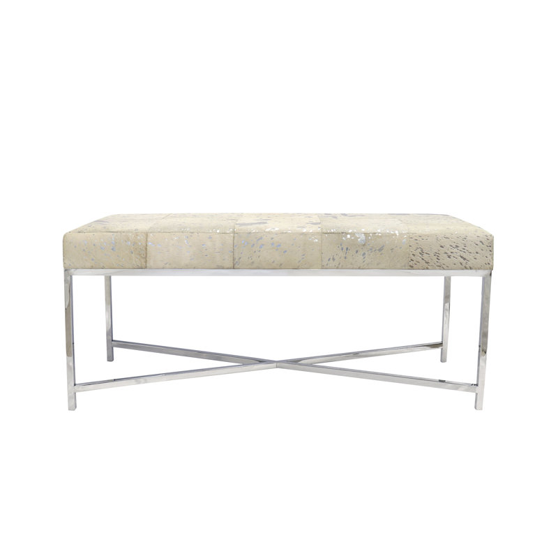Safari Silver Foil Cowhide Bench