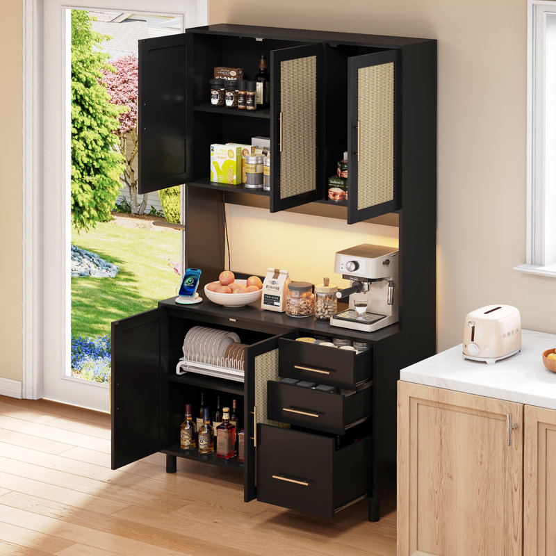 183cm Kitchen Pantry, Black