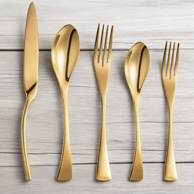 Ensemble de couverts 20 pièces, coutellerie moderne en acier inoxydable pour 4 personnes, couteaux, fourchettes, cuillères, va au lave-vaisselle et vaisselle élégante pour la maison et la cuisine