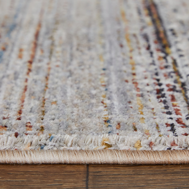 Handmade Polyester Area Rug in Gray, Rectangle 3'9" x 5'9"