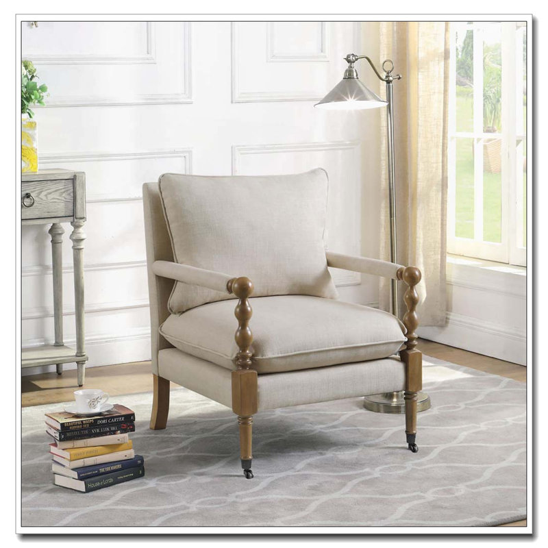 Chaise d'appoint en bois avec coussins moelleux et roulettes