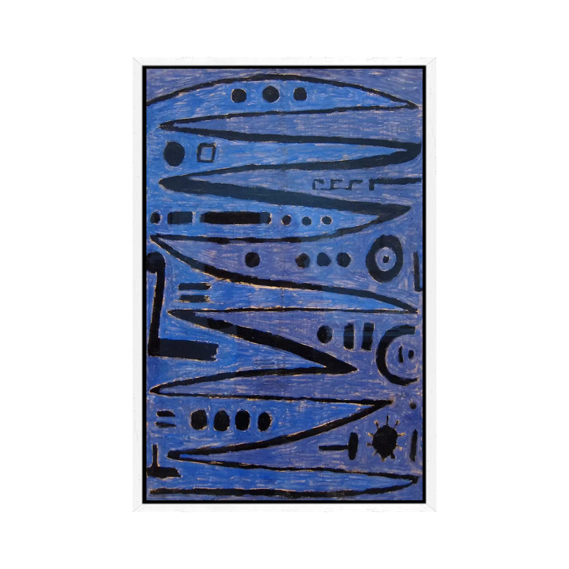 Heroic Strokes Of The Bow, 1938 by Paul Klee - Print on Canvas, 101.6 cm H x 66.04 cm W, White Framed