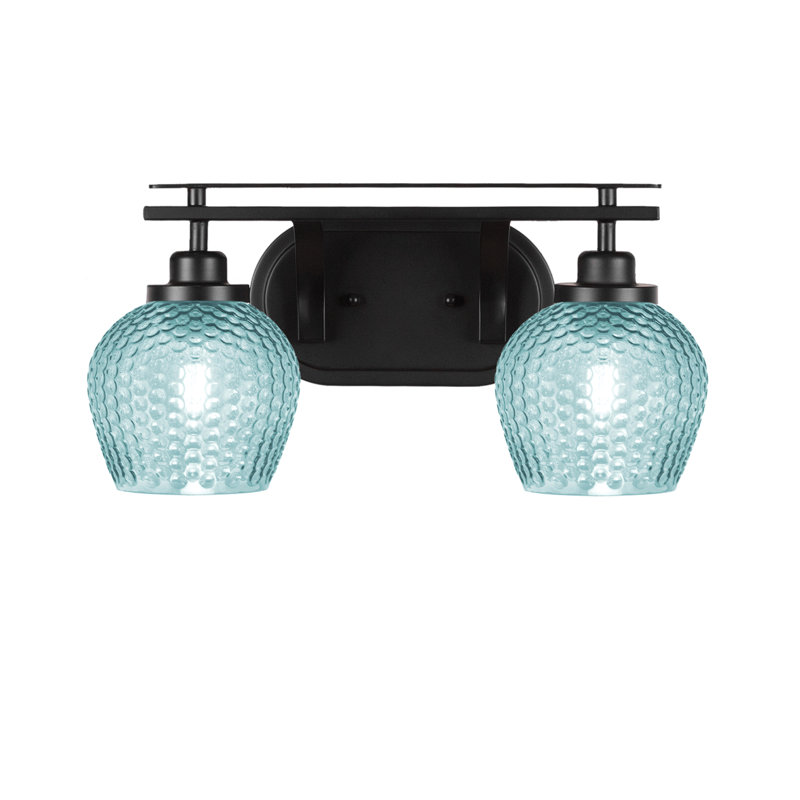 Barre d'éclairage de salle de bain 2 lumières Scituate, Bleu, Noir mat