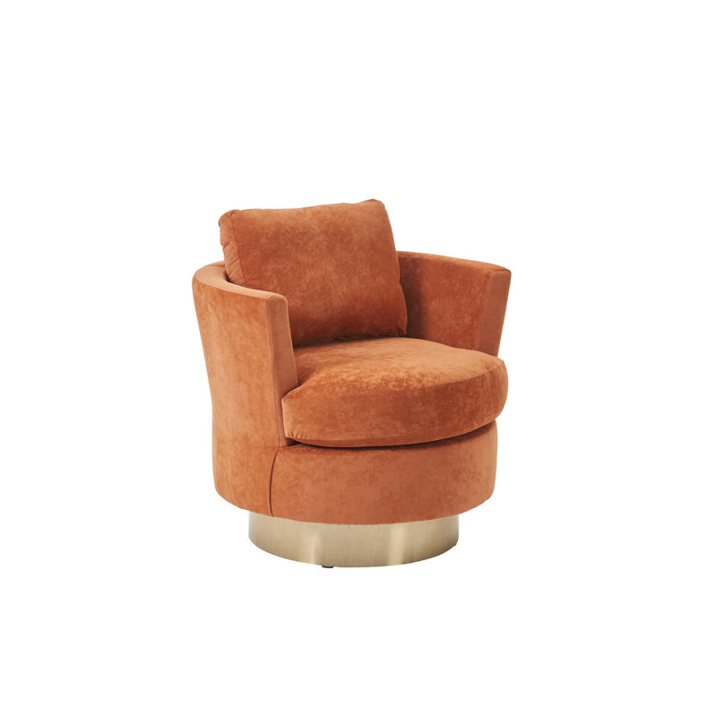 Fauteuil demi-tonneau Lindall, Velours orange
