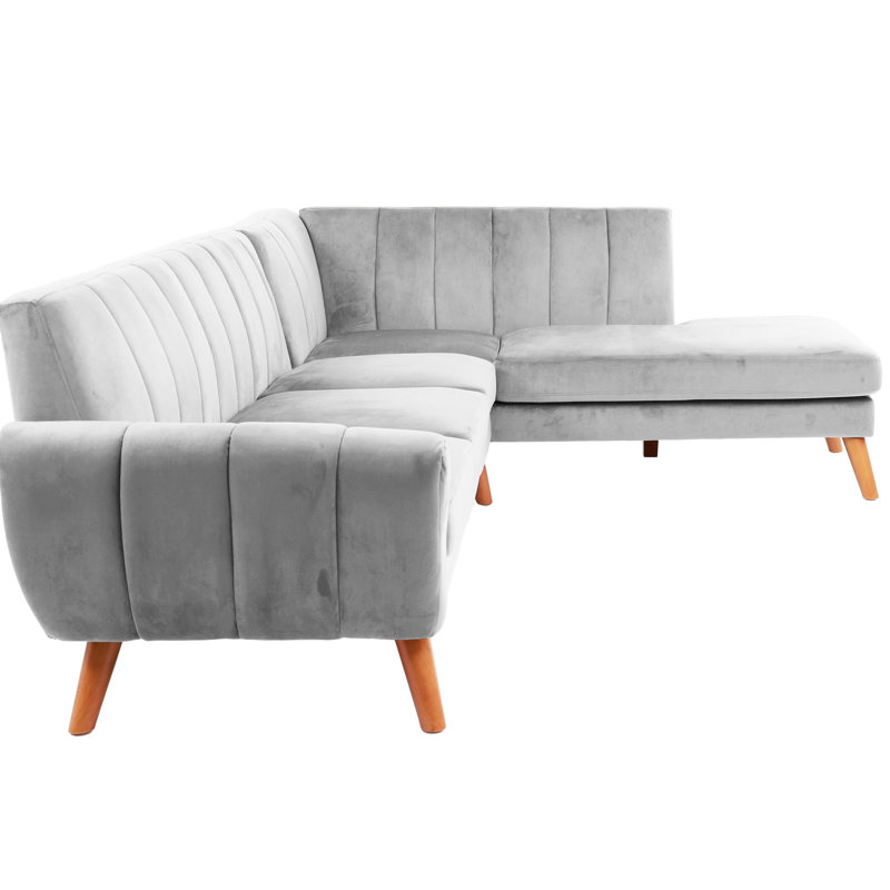 Canapé modulaire en velours gris - 2 pièces, canapé en velours à structure en bois 2 pièces, solidité
