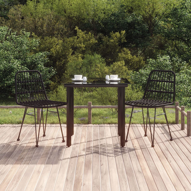 Baldvina Patio Dining Set with Square Table, Brown, 2