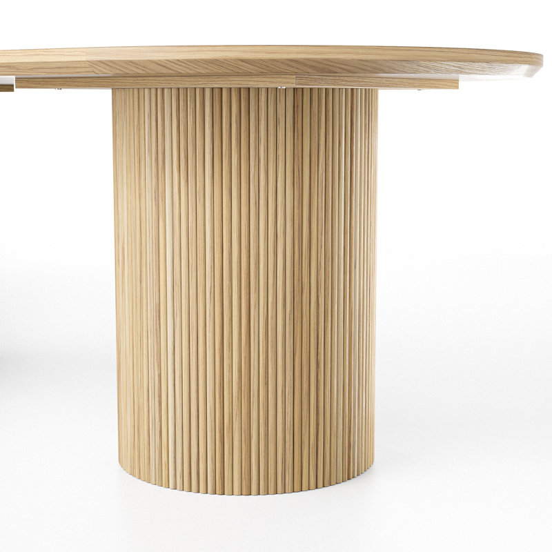 Table de salle à manger ovale en bois massif naturel de 90,5 po de largeur avec pieds cannelés