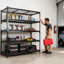 Étagère en métal robuste à 5 niveaux, l 48 po x P 24 po x H 72 po, support de rangement réglable, assemblage sans boulon, capacité de charge totale de 4 000 lb, pour le garage, le sous-sol, l'entrepôt, l'atelier, noir