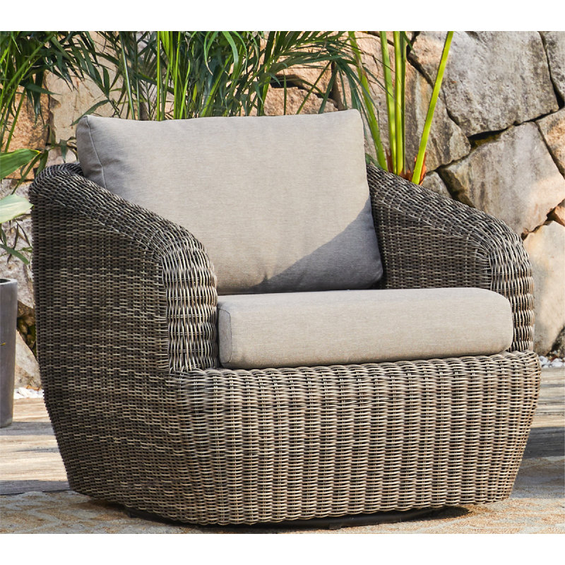 Fauteuil de jardin pivotant Cambelle avec coussins, Gris, Gris