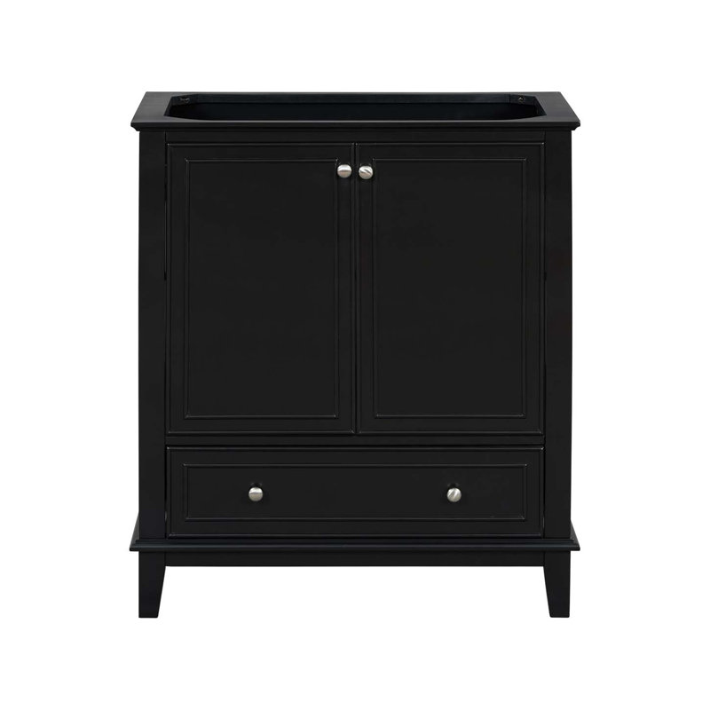 Armoire de salle de bain en bois avec portes et tiroir, armoire d'appoint, Noir, noir, noir, noir