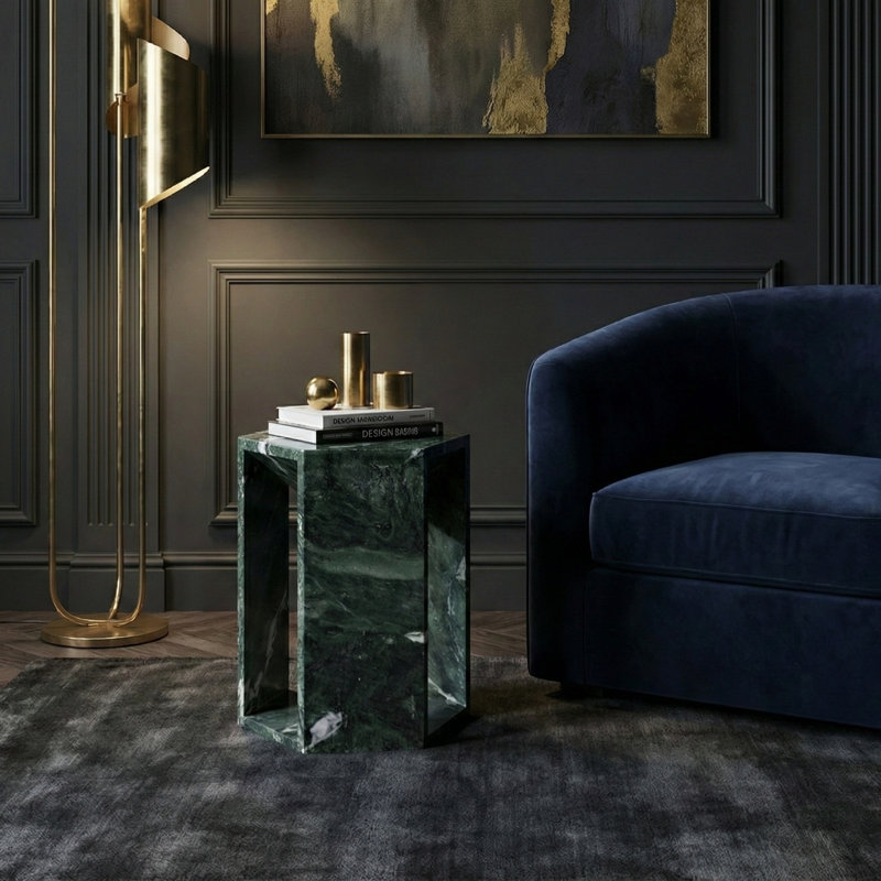 Table d'appoint de luxe en marbre vert naturel, Green, Green, Green