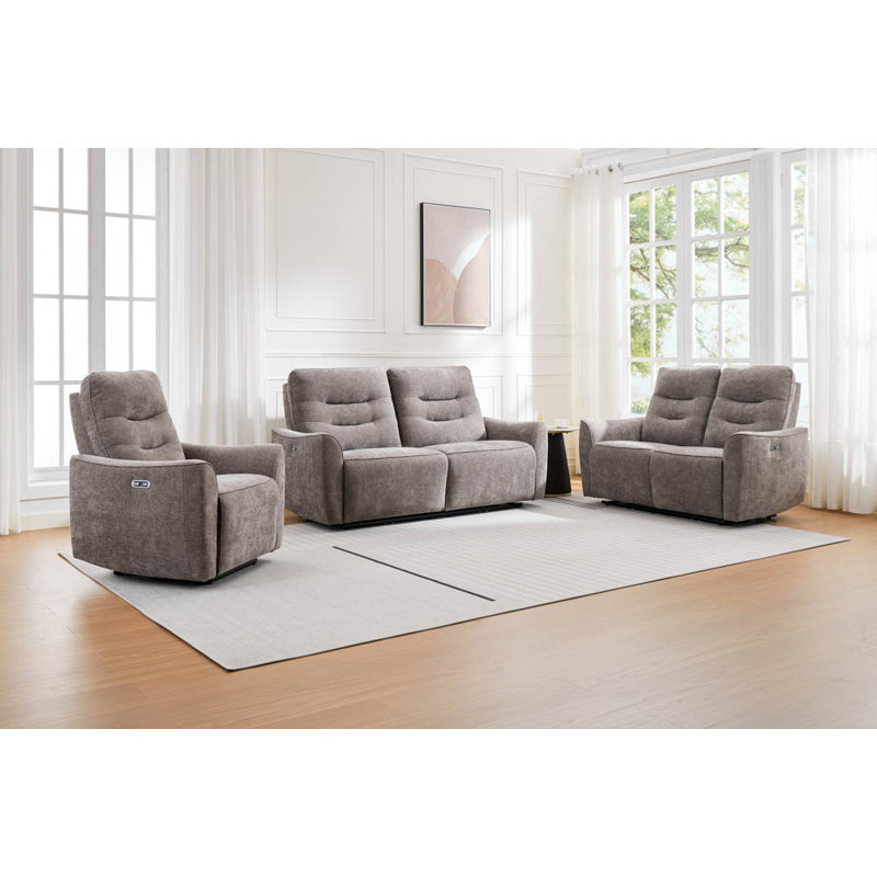 Cupar Electric Power Fabric Reclining Sofa , 2