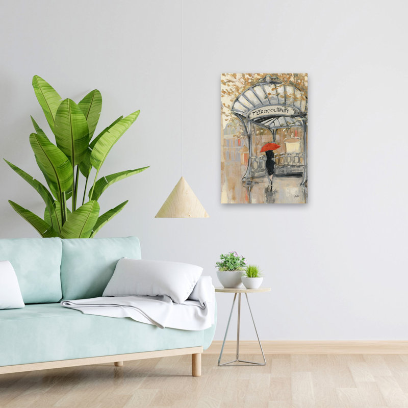 To The Metro III - Architecture, paysage urbain noir et beige, H 24 po x l 16 po