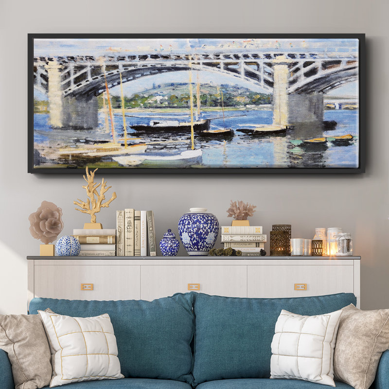 Le pont sur la seine, 1874 - Toile encadrée, H 20 po x l 50 po