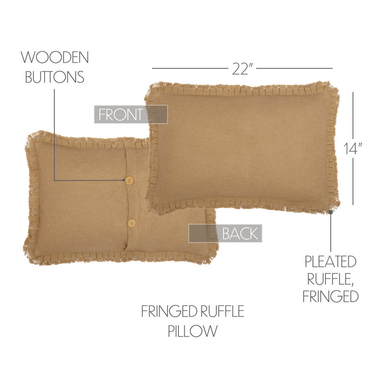 Housse et insert de coussin rectangulaire en toile de jute naturelle, Naturel, polyester