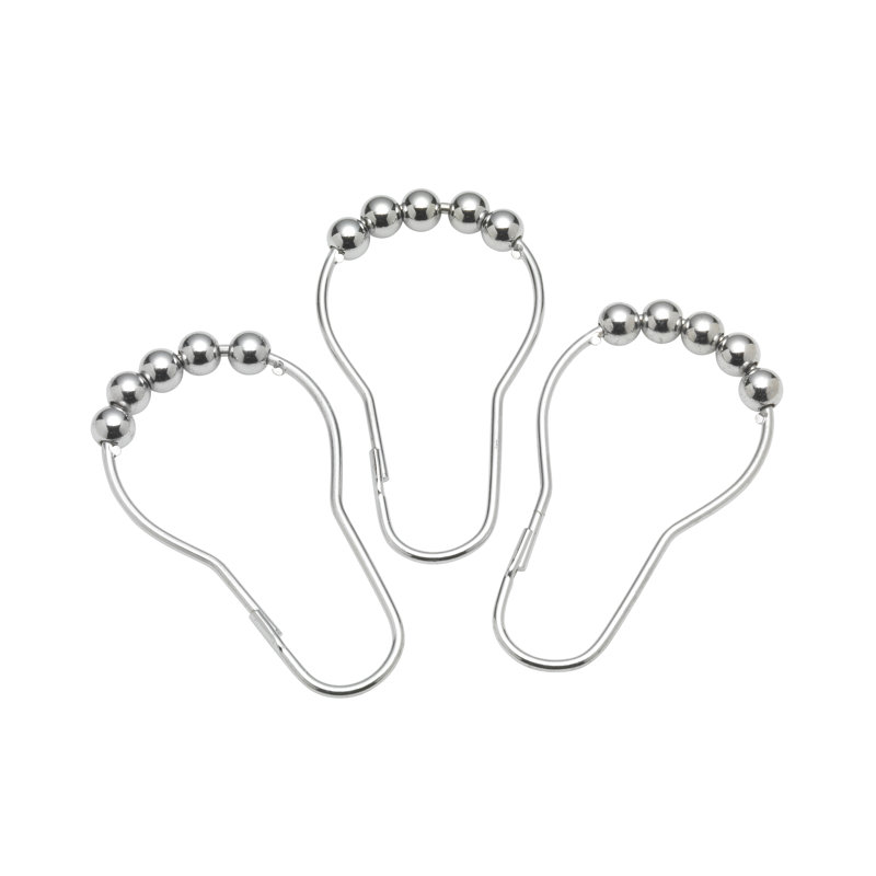 Metal Shower Curtain Hook, Silver Chrome
