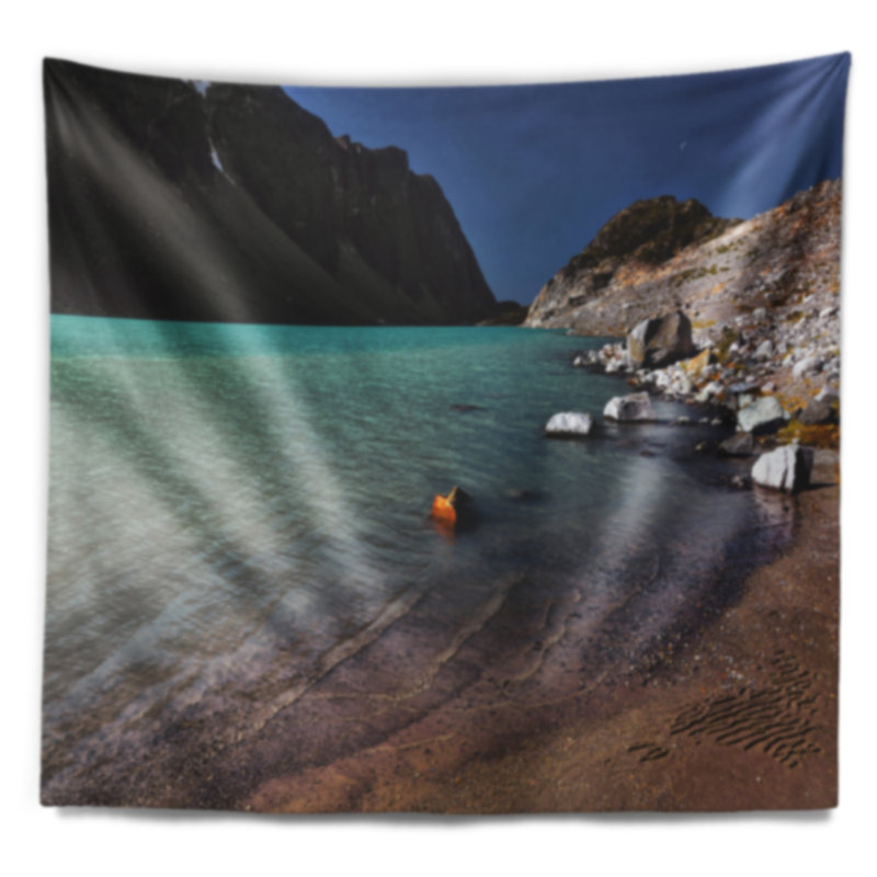 Des eaux vives en polyester de tapisserie de montagne lake avec accessoires suspendus inclus, H 32 po x l 39 po